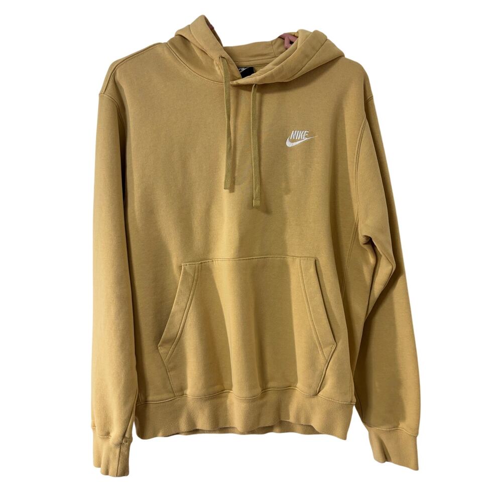 Nike Sportswear Club Fleece Hoodie Mens Small Sandalwood Tan Logo Pullover